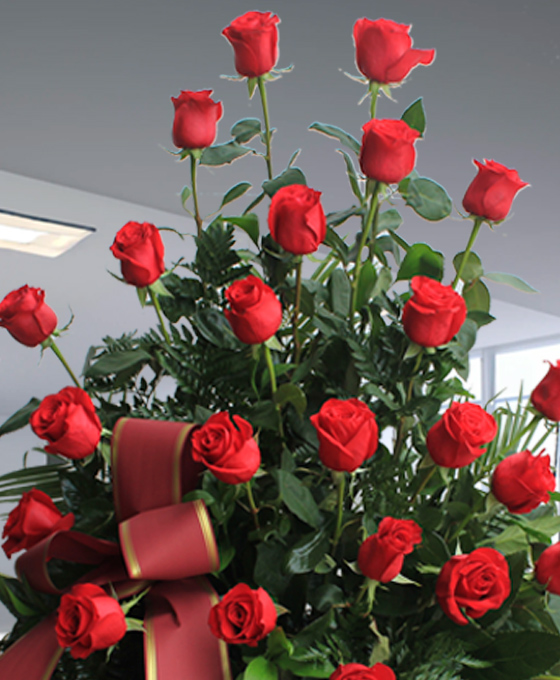 centro funerario 30 rosas rojas a detalle